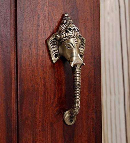 Two Moustaches VZH068 Brass Crown Ganesha Door Handle 2