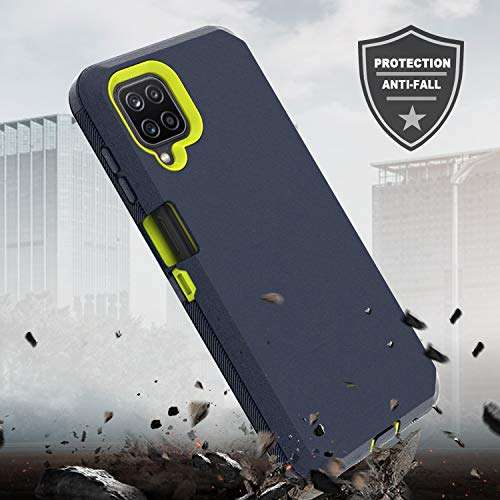 Fcclss Cell Phone Case for Samsung Galaxy A12, Samsung A12 Case Heavy Duty Military Grade Hybrid 3 in 1 Shockproof Drop-Defender Case Cover, Dark Blue & Yellow 5
