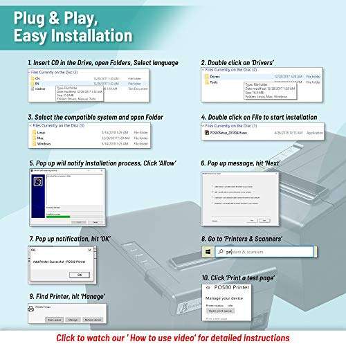 Affordable Desktop Thermal Receipt Printer – 80mm Paper Premium Thermal Printer – with Auto Cutter – Glossy Style Black Color – 250mm/s Printing Speed – Plug and Play Easy Installation 6