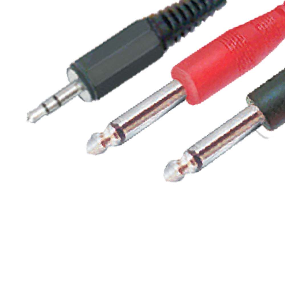 Gadget-Wagon EP Stereo 3.5 mm to 2 P-38 Mono Plug Cord Male to Male Gold Plated 24K Cable for Guitar, Sound Mixers, DJ and Audio Equipment (3 m, 9.8 ft) 3