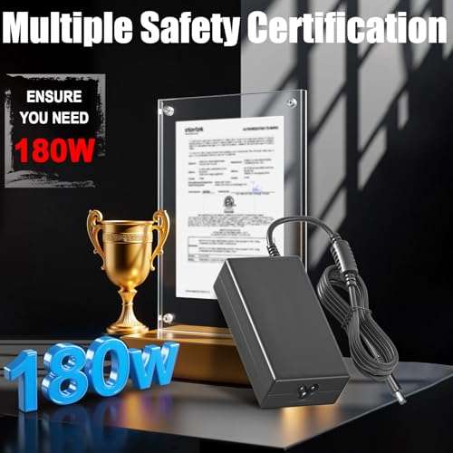 180W Laptop Charger Compatible with Dell Inspiron One 2350 2320 Precision 15 17 7560 7510 7520 7530 7550 3530 7710 7730 5530 M4600 M4700 M4800 G7 G5 G3 7577 5515 Game Computer Power Adapter DA180PM111 6