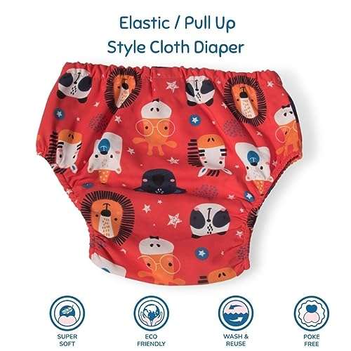 Baby Munkin | Reusable Cloth Diaper For Kids | Rusable Cloth Diaper | Assorted Adjustable | Elastic | Pink | L 5