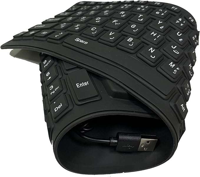 Shrevi Waterproof Foldable Portable Soft Silicone Keyboard USB Wired Roll-up Silica Gel Computer PC Desktop Keyboard for Laptop Notebook PC Mac 1