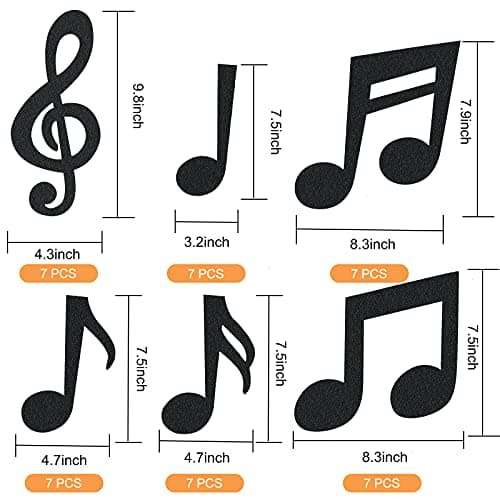 42 Pcs Music Notes Cutouts Musical Party Decorations Music Notes Silhouette for Music Theme Birthday Party Supplies Baby Shower School Bulletin Board Craft Home Wall Decor 2