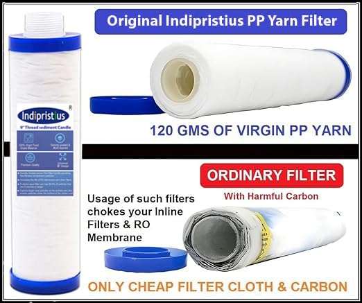 Indipristius Pre Filter Cartridge, 9 inch Candle Filter, RO Water Purifier Candle, Sediment Filter Compatible with All Types of RO Pre Filter Cartridge (Pack of 4) 4