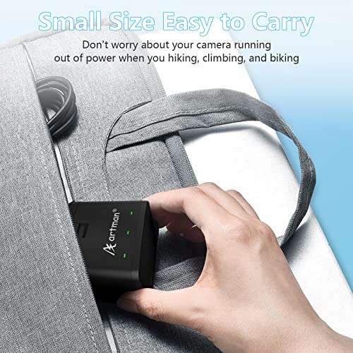 Artman Battery 1500mAh for GoPro Hero 8/7/6/5 Black and 3-Channel LED USB Charger Fully Compatible with GoPro Hero 8 Battery and Charger (3-Pack) 6