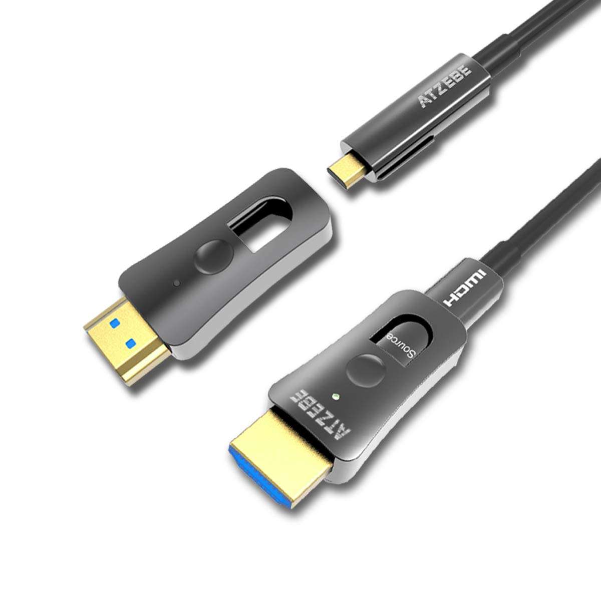ATZEBE 50ft Fiber Optic HDMI Supports 4K@60Hz, 4:4:4, 18Gbps, HDR, Dolby Vision, HDCP2.2, ARC, 3D, Optical HDMI Connectors 1