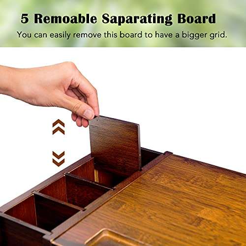 WAYTRIM 2-Tier Bamboo Monitor Stand, Wood Computer Monitor Riser, Wooden Desk Organizers with Adjustable Storage Accessories Shelf for iMac, Laptop, Printer - Classic Antique Brown 4