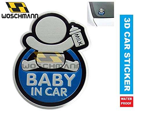 Woschmann-3D Waterproof Aluminum Baby in CAR Sticker-Blue 5