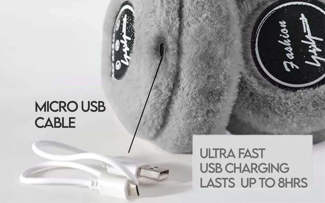 Acuvar Wireless Bluetooth 5.0 Rechargeable Over The Ear Headphone Earmuffs with Extra Soft and Warm Fabric, Microphone, Powerful Surround Stereo Bass and Passive Noise Cancelling (Grey) 4