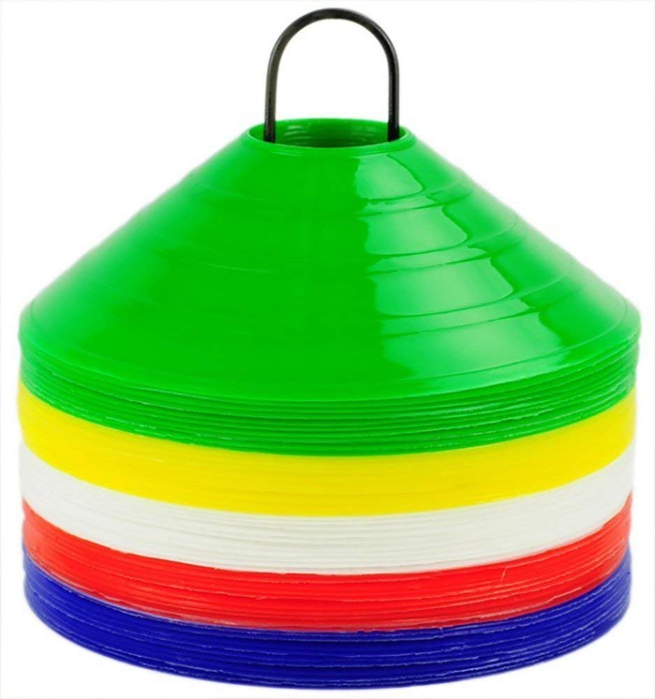 CORSO Plastic Cones Marker Mini Space Markers Discs for Football, Soccer, Baseball, Agility, Field Sports, Kids Footwork Training, Practice Drills etc (Pack of 20)