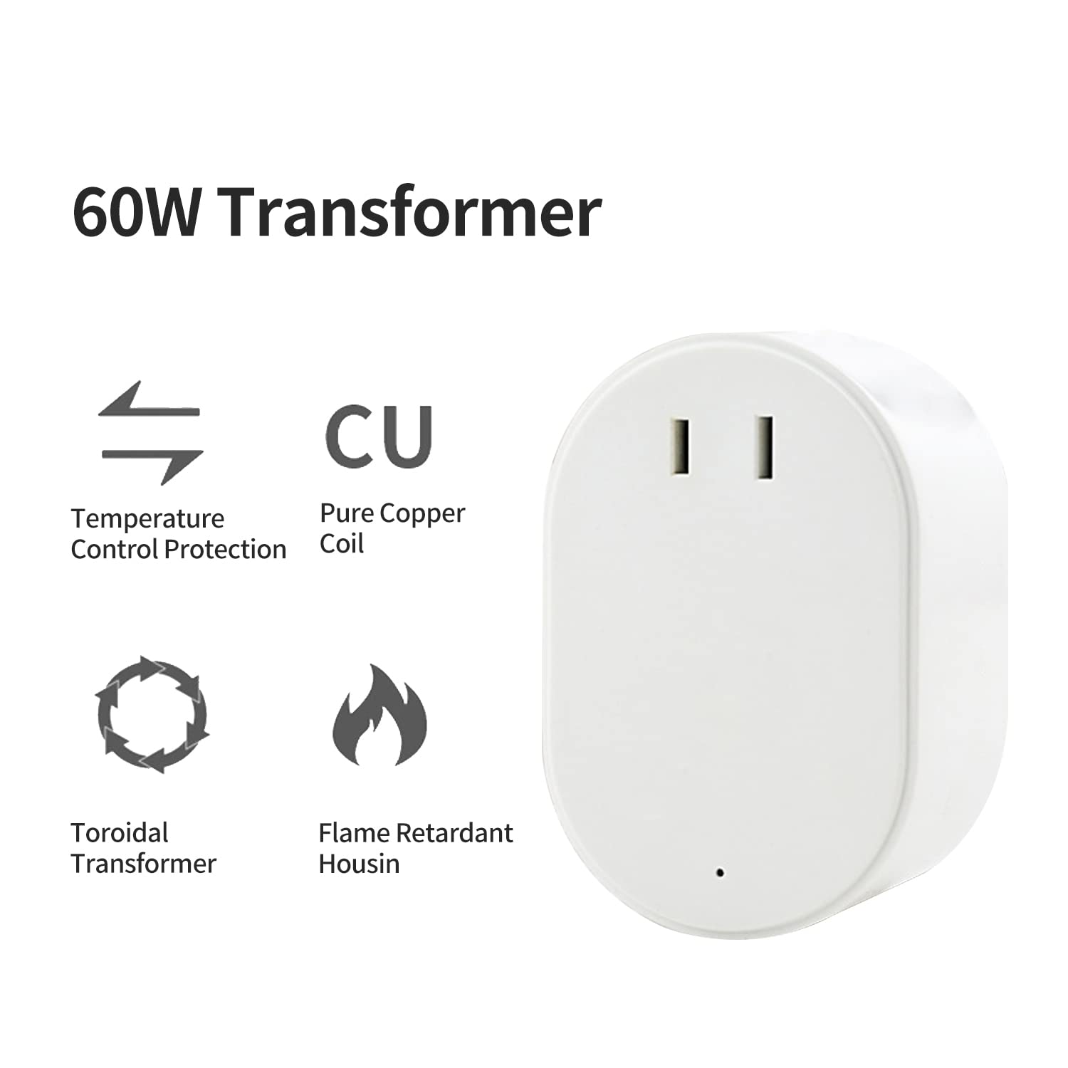 60W Step Up Voltage Converter 110V to 220V Lightweight Transformer and Travel Power Adapter US to EU Appliances with Circuit Breaker Protection 6