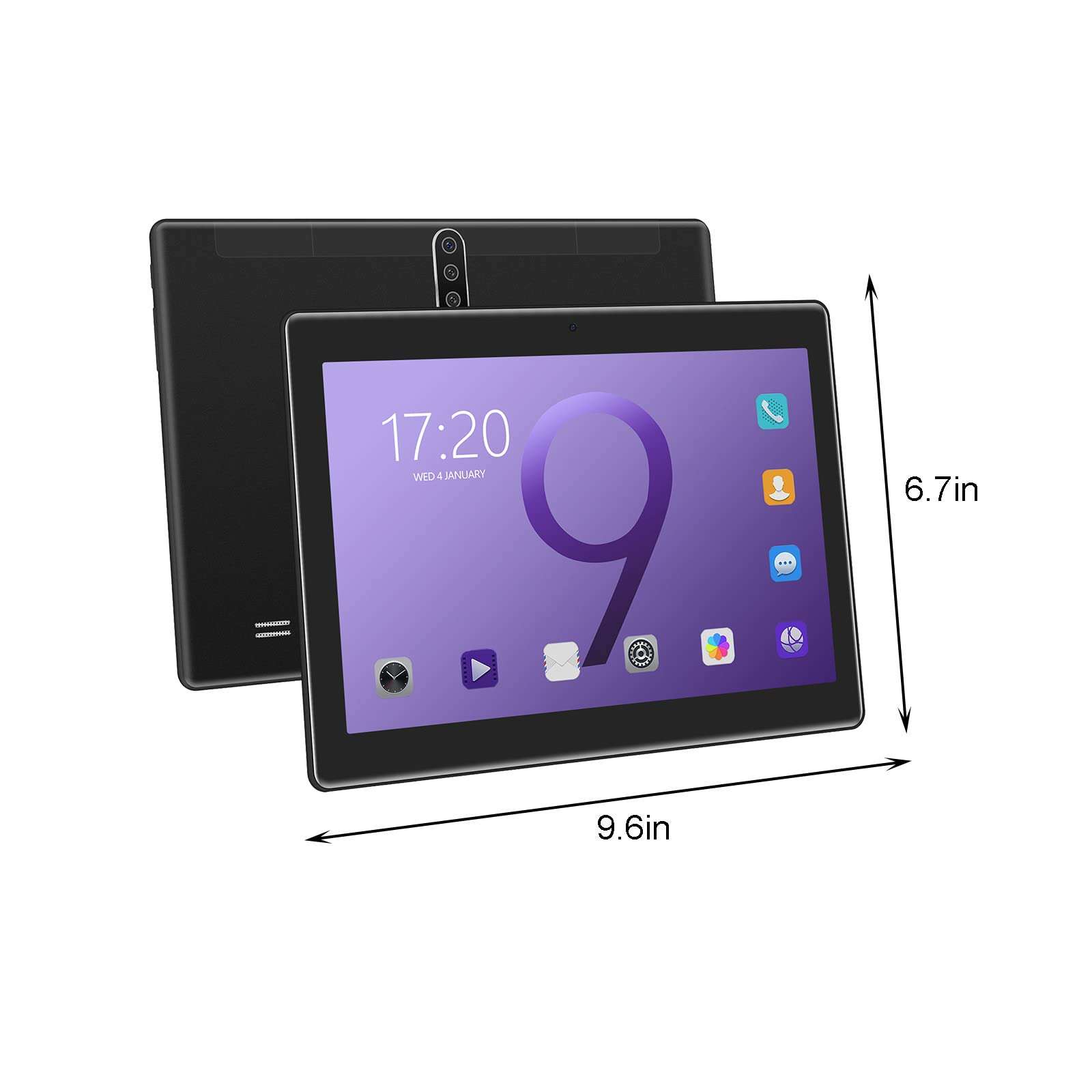 HD Tablet, 10.1-inch Android 12.0, 10 Core IPS, 16GB, Extended to 256GB, Three Network Call, Dual Card Dual Standby, 2 Million Pixe𝐥s Dual Camera, with WiFi + BT + FM + GPS, 4