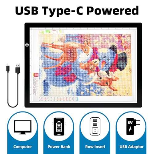 Black A4 Dimmable LED Artcraft Light Box Tracer Slim Light Pad Portable Tablet, USB Power Cable Copy Drawing Board Tracing Table for Artists Designing, Animation, Sketching, Stenciling X-ray Viewing 4