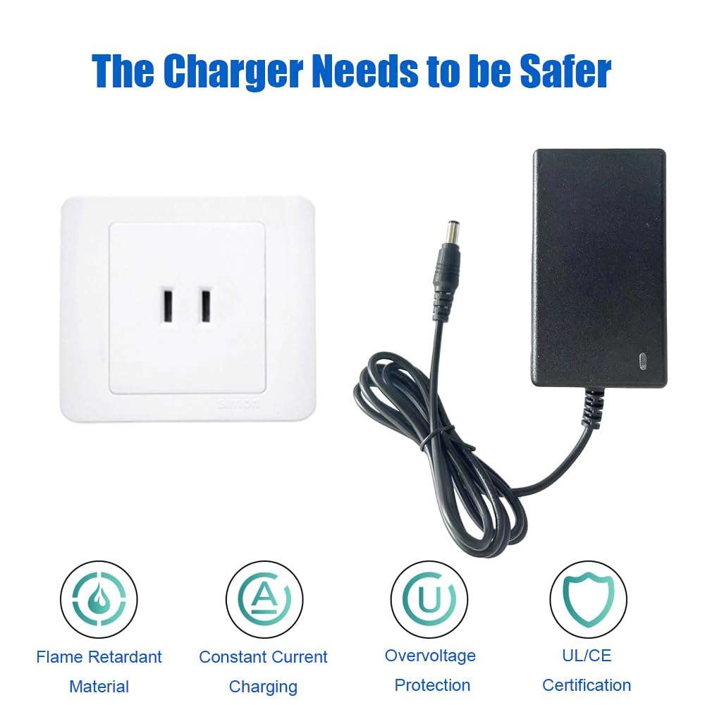 12V Battery Charger for Kids Ride On Toy Cars, Universal 12 Volt Power Wheels Battery Charger, Suitable for Best Choice Jeep Tractor Motorcycle ATV Accessories, Free Alligator Clip, 2 Fuses 6