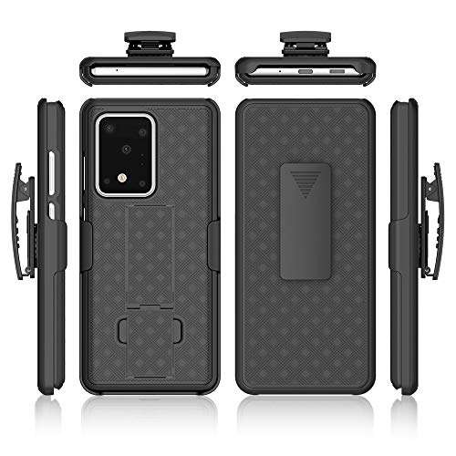 HIDAHE for Samsung Galaxy S20 Ultra Case, for Samsung S20 Ultra Belt Clip Holster Case Slim Shell Case Combo Cover with Kickstand Swivel Belt Clip Holster Protective 5G Case 6.9 inch 2020, Black 3