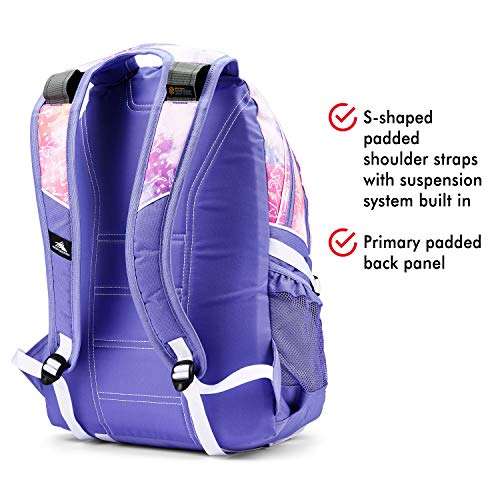 High Sierra Loop Backpack, Travel, or Work Bookbag with tablet sleeve, One Size, Unicorn Clouds/Lavender/White 3