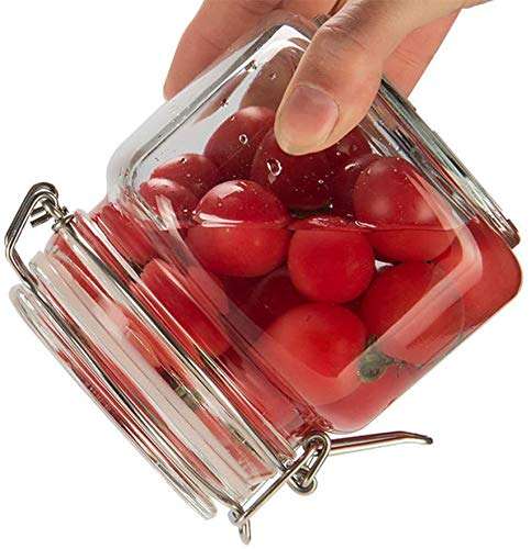 ElysianStores® 500 ML Cube Clip Jar for Food Storage Set of (PCS - 2) 5