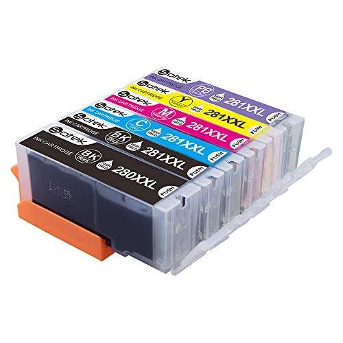 Sotek Compatible Ink Cartridge 280XL 281XL 280 281 PGI-280XXL CLI-281XXL, Work for Canon PIXMA TS9120 TS8120 TS8220 TS8320 TS8322 TS9120 TS8100 TS8200 TS8300 Printers (6 Pack, with Photo Blue) 3