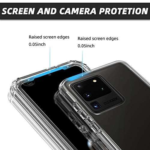 Elegant Choise Galaxy S20 Ultra Case, Shockproof Clear Case with Hard PC Shield + Soft TPU Bumper Cover Case for Samsung Galaxy S20 Ultra 5G 6.9 Inch(Clear) 3