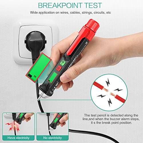 ORIA Voltage Tester, Non Contact AC Electricity Detector, 12V-1000V/48V-1000V Voltage Sensitivity Electric Compact Pen with LCD Display, LED Flashlight, Batteries Included 3