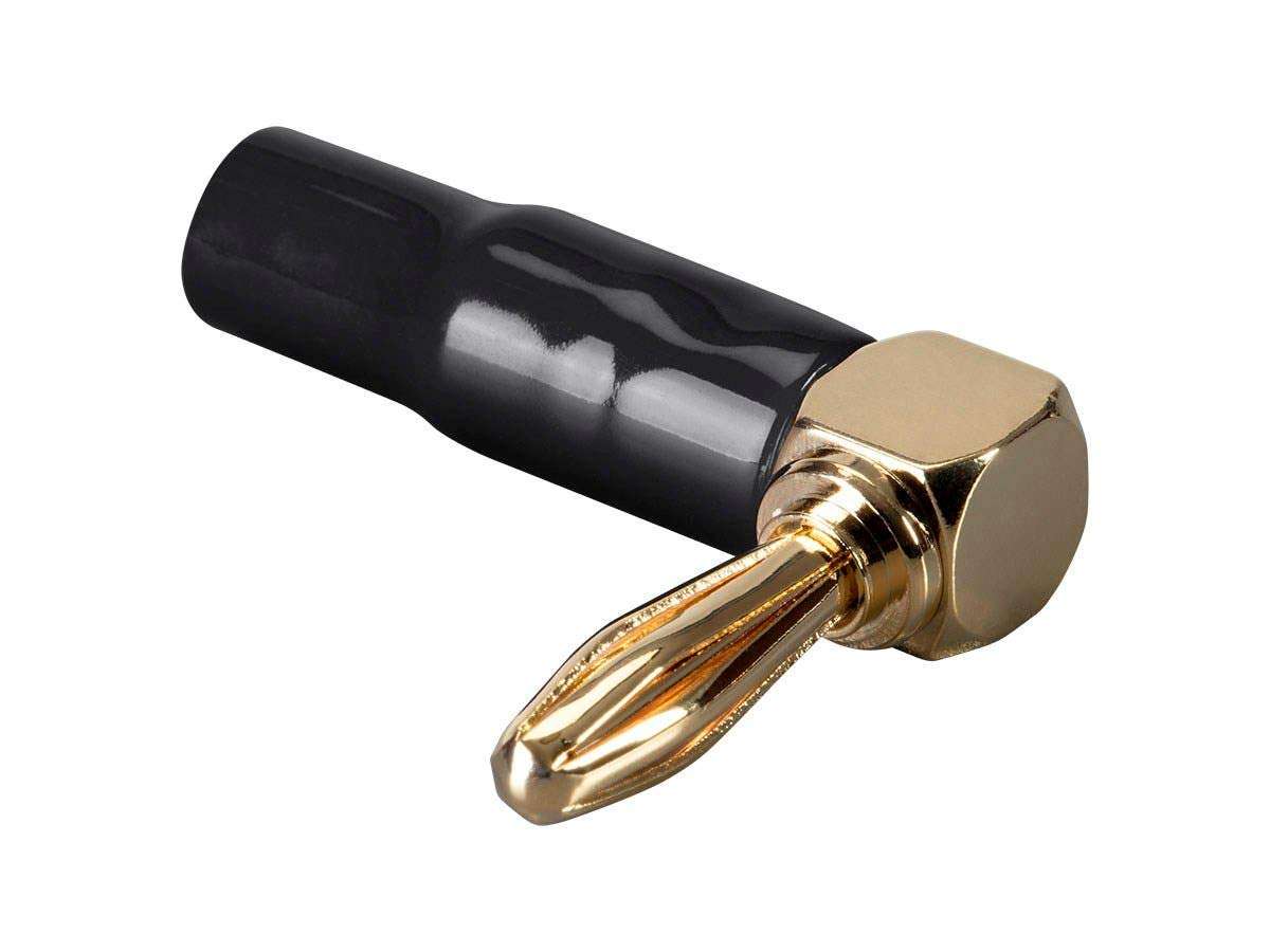 Monoprice 1 Pair Right Angle 24k Gold Plated Banana Speaker Wire Cable Screw Plug Connectors Black/Red 3