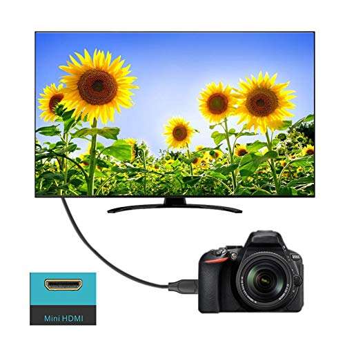 Anbear Mini HDMI to HDMI Cable 6FT, High Speed HDMI to Mini HDMI Cable 4K×2K Compatible with DSLR Camera,Laptop, Camcorder, Tablet and Graphics Video Card Supports Ethernet 3D (6 Feet) 6