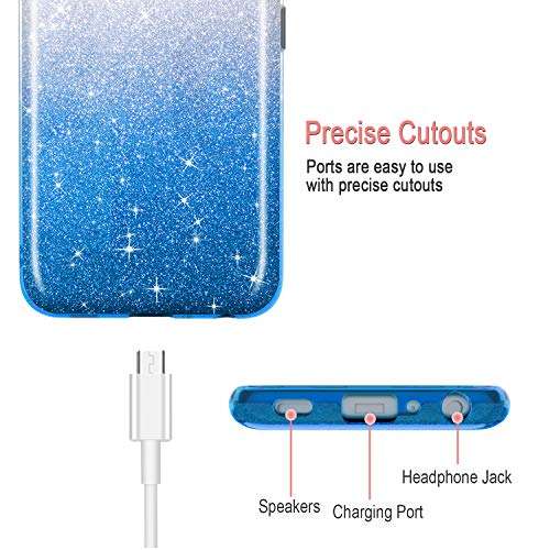 Compatible With LG K40 Case,K12 Plus/X4 2019/LMX420 Phone Case w/HD Screen Protector,Gradient Floating Glitter Liquid Quicksand TPU Bumper Cushion Shockproof Phone Protective Cover for Girls Women 3