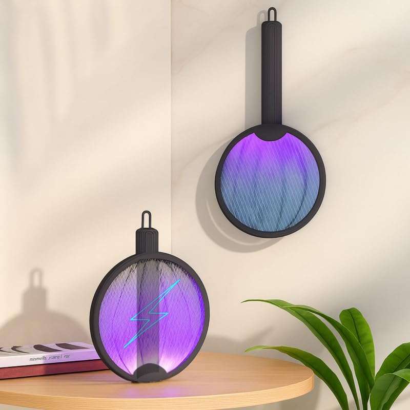 Green River Foldable Swivel Mosquito Racket | 2-in-1 Electric Mosquito Bat with UV Light Lamp | USB Rechargeable Fly Swatter Bug Zapper | Hangable Insect Killer with Long Lasting Battery (Dark Grey) 1