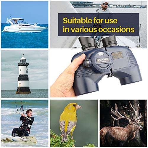 USCAMEL 10x50 Marine Binoculars for Adults, Waterproof Binoculars with Rangefinder Compass Tripod Adapter，BAK4 Prism FMC Lens for Navigation Bird Watching Hunting 6