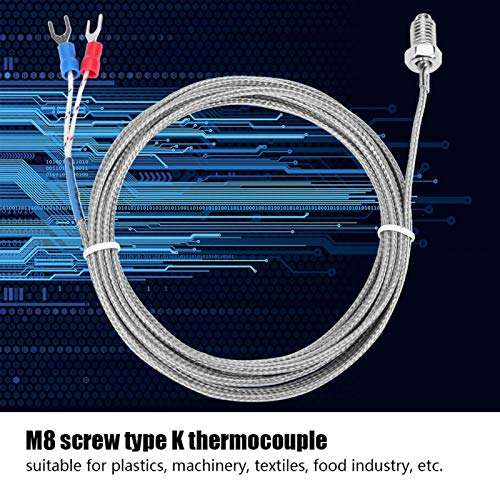 Screw Thread Type K Thermocouple Probe Temperature Sensor Wire (M8,0-400℃ 100mm)(1M) 4