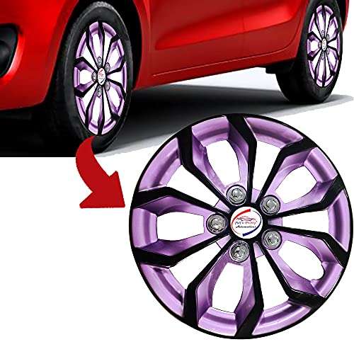 Auto Pearl - Premium 12" inch | Set of 4 Pcs | Press Type Hubcap Wheel Cover Replacements for OEM Steel Wheels ABS with Retention Ring |- for- Alto8002016| Black Voilet 3