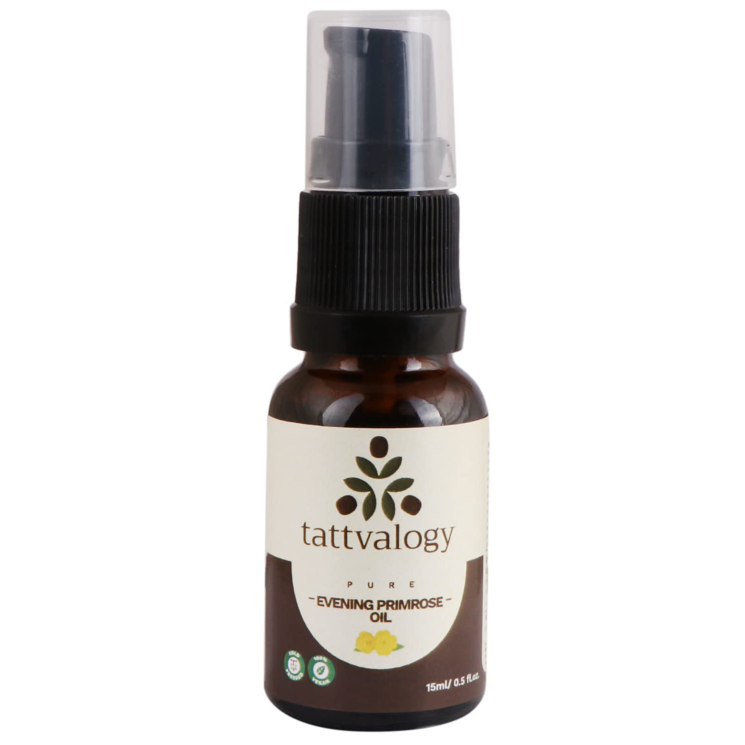 Tattvalogy Evening Primrose Carrier Oil | Cold Pressed Oil of Evening Primrose | Treats Atopic Dermatitis, Sun Damage, Signs of Aging | For Hair & Skin (15ml) 1