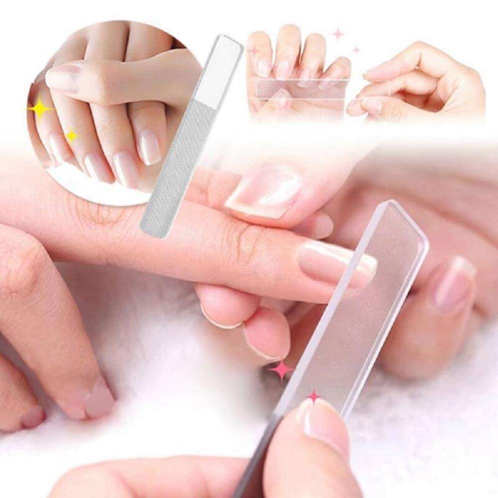 Premium Crystal Polish Glass Nail Files Manicure Set, Upgrade Nail Buffers, Nano Glass Nail Shiner, Professional Pedicure Files - Best Glass Nail Files for Natural Nails, 9cm, 2 Pack - Clear 1