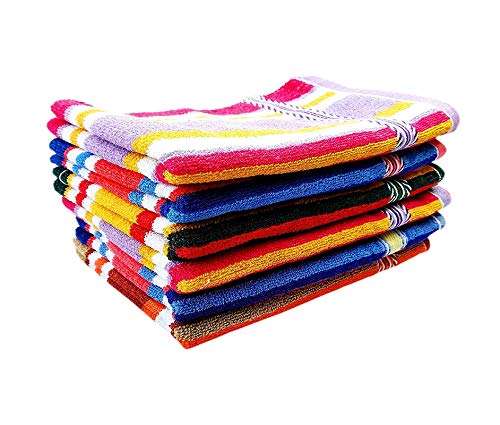 MYTHOS Striped Hand Towels High Absrobent for Kitchen Men and Gym Set of 10-, 13 inch X 20 inch (Multi Color) ……… 1