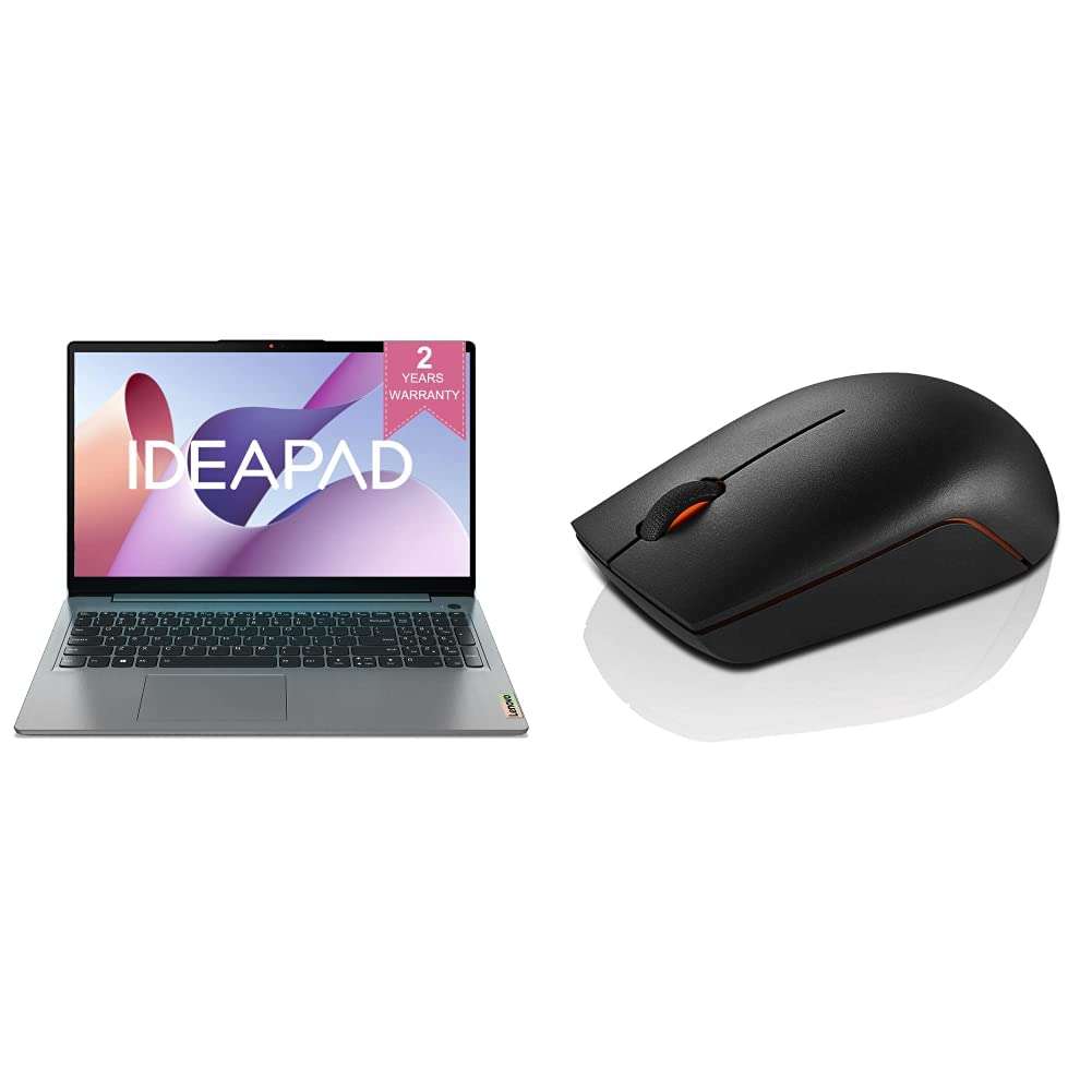 Lenovo IdeaPad Slim 3 Intel Core i5 11th Gen 15.6" (39.62cm) FHD Laptop & 300 Wireless Compact Mouse, 1000 DPI Optical Sensor, 2.4GHz Wireless Nano USB, 10m Range, 3-Button(Left,Right,Scroll) 1