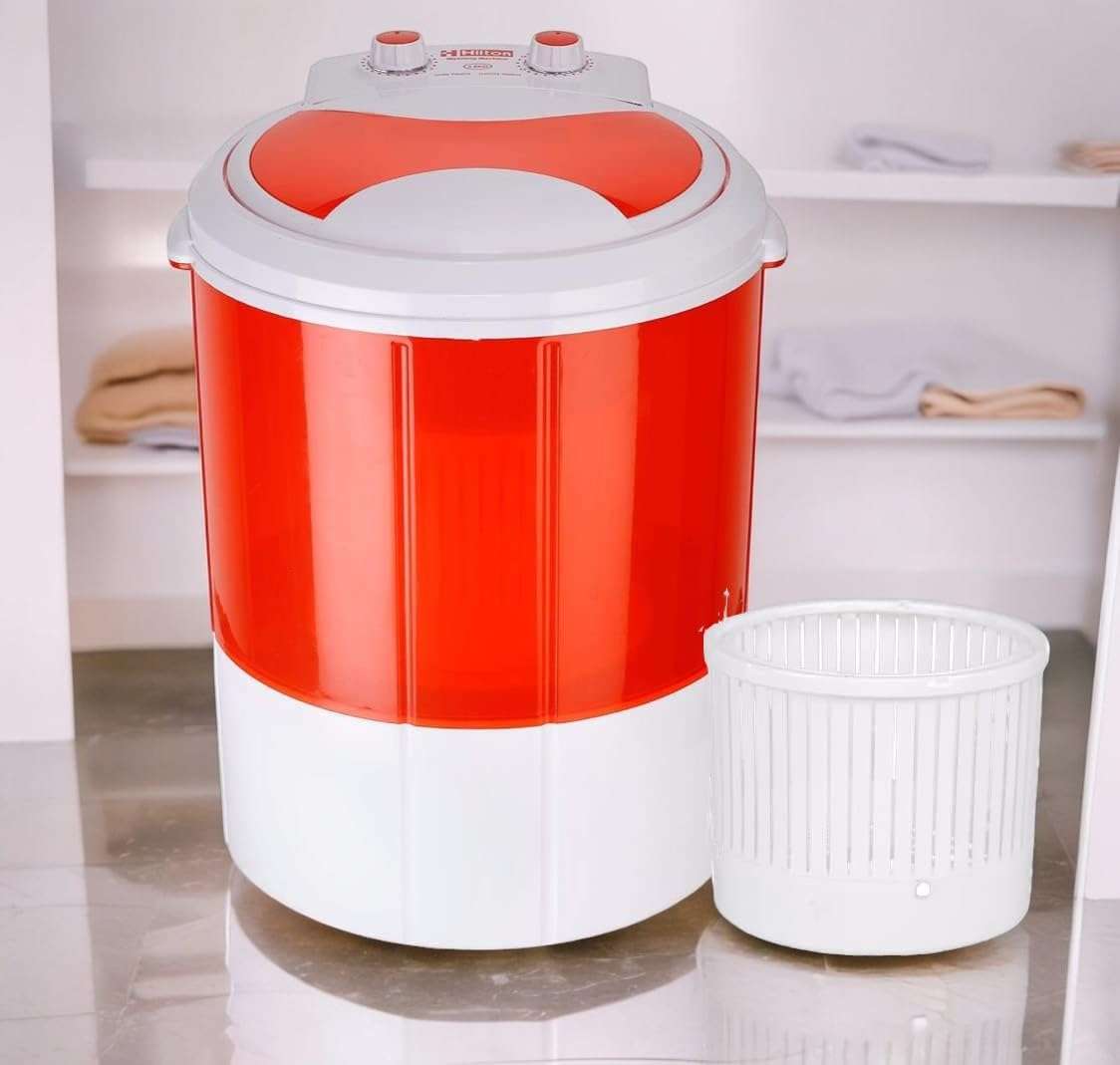 Hilton Electric 3 kg Single-Tub Washing Machine with Spin Dryer Portable Single Tub Washer - The Laundry Alternative Portable Clothes Washer Travel Washing Machine With Spin Dryer. (Berry Red) 1