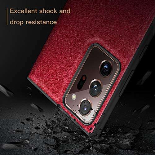 Almiao Compatible with Samsung Galaxy Note 20 Ultra Case, [Ultra-Thin] Premium PU Leather Slim Protective Phone Case Back Cover for Galaxy Note 20 Ultra (Red) 2