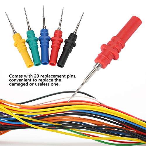 HT307A Automotive Probe Set,Oscilloscope Electrical Acupuncture pin-tip Probe Pins,Banana Plug recoverable Test Repair Tools,with 20 Replacement pins,for Circuit Boards 3