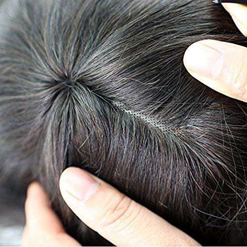 Verbier Latest Arrived USA Human Hair Wig For Men To Cover Baldness And Easily Attachable Hair Wig Black/Brown Size 10x7 Pack Of 1 5