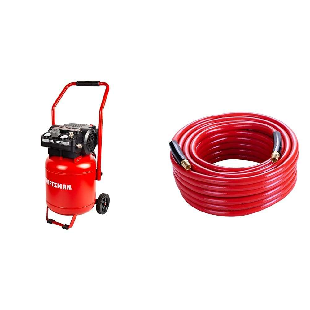 Craftsman 10 Gallon 1.8 HP 150 PSI Air Compressor Bundle with 50 ft PVC Air Hose 1