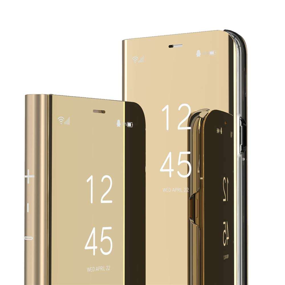EMAXELER Galaxy A51 4G Case Cover Stylish Mirror Plating Flip Full Body Protective Reflection Ultra Thin Hard Anti-Scratch Shockproof Frame for Samsung Galaxy A51 5G / Galaxy A51 4G Mirror:Gold 1