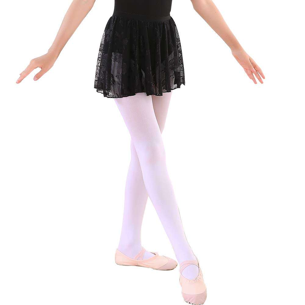 Soudittur Girls Ballet Skirt Black Lace Dance Costumes Skirts Pull On (Height: 57”-65”) 4