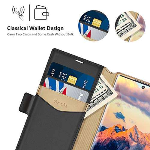 Galaxy Note 10 Case, Samsung Note 10 Wallet Case, Fingic PU Leather Flip Wallet Case with Kickstand Card Holders ID Slots Magnetic Feature Shockproof Protective Cover Samsung Galaxy Note 10 6.3",Black 3