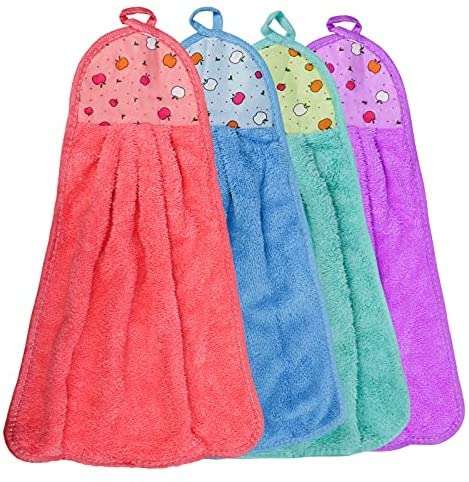 Hn'K Microfiber Hanging Towel for Wash Basin | Kitchen Towel Napkin| Bathroom Towels(Random Color Pack of-4) 1
