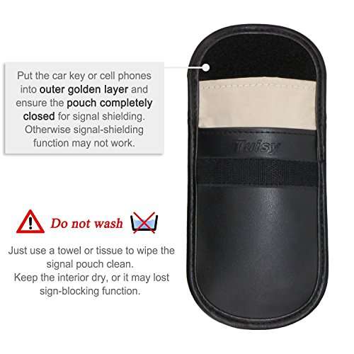 RFID Signal Blocking Bag Shielding Pouch Wallet Case for Cell Phone Anti-Tracking and Car Key FOB(Free Leather Front Pocket) (2 x Black) 5