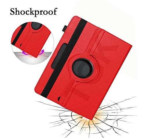 TGK Rotating Cover for iBall Slide 3G Q7218 Tablet 7 inch (Red) 360 Degree Universal 3 Camera Hole Leather Stand Case 6