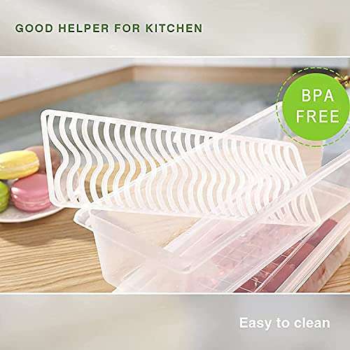 SmetchkartFood Storage Container with Removable Drain Plate and Lid 1500 ml Fridge Storage Box Stackable Plastic Freezer Storage Containers To Keep Fresh for Fish, Meat, Vegetables, Fruits (Pack Of 2) 4