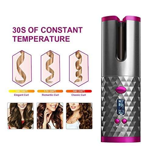 WOLTAX Usb Rechargeable Cordless Curling Iron Ceramic Rotating Wireless Hair Curler Adjustable Temperature (Multicolour) 4