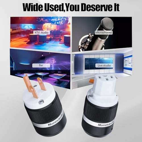 Monosaudio HiFi Power Plug Pure Copper 15A/125V 10A/250V IEC C13/C15 Power Connector Hi-end Audio Power Plug Audiophile Power Plug for DIY Audiophile Power Cord HiFi Audio AC Power Cable（M130/F130） 5